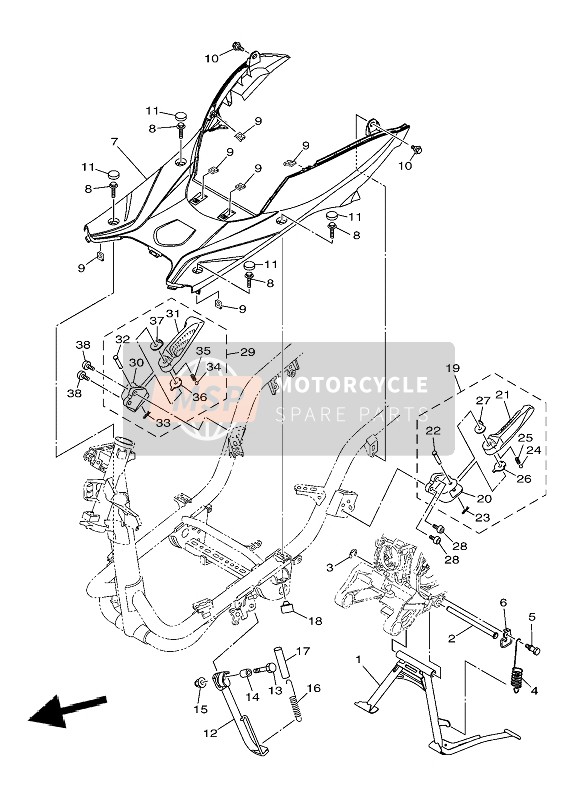 B0RF74120000, Bracket, Footrest, Yamaha, 0